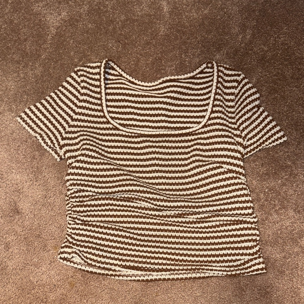Striped Brown and White Women's Crop Top